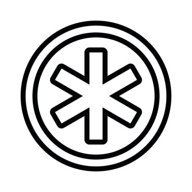 Hastane yıldızı ikon vektörü izole edildi