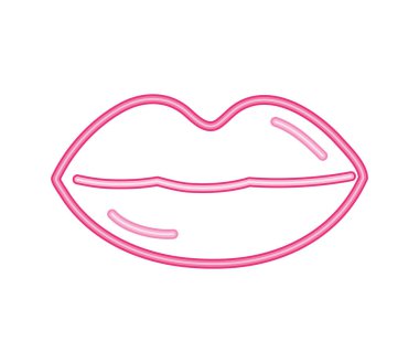 neon dudak işareti vektörü izole edildi