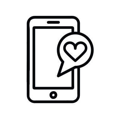 kalp simgesi vektörlü akıllı telefon izole edildi