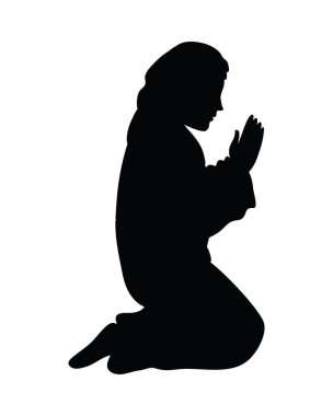 Mary siluet simgesi vektörü izole edildi