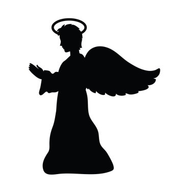 Melek silueti simgesi vektörü izole edildi