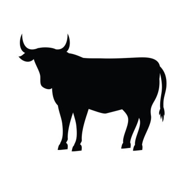Bull siluet simgesi vektörü izole edildi