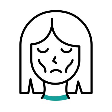 Kadın yüz vektörünün anoreksi simgesi izole edildi