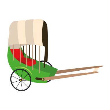 rickshaw eski illüstrasyon vektörü izole edildi