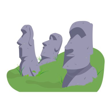 Paskalya adası moai heykelleri vektör izole