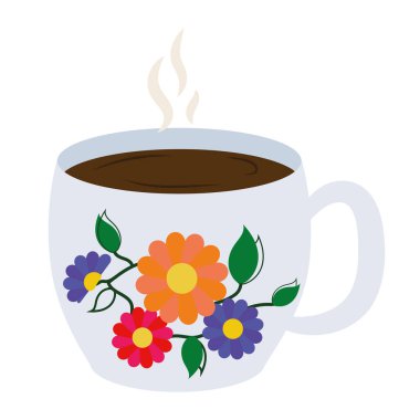 kahve fincanı çiçek vektörü izole