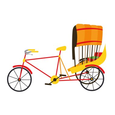 rickshaw eski tasarım vektörü izole edildi
