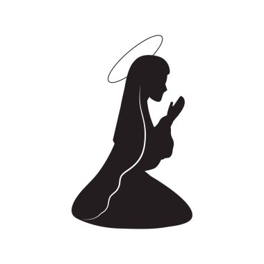 Mary siluet simgesi vektörü izole edildi