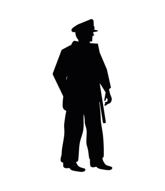 Koruma vektöründeki polis silueti simgesi izole edildi