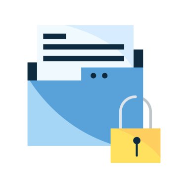 bir dizin ve asma kilit vektörünün veri güvenliği çizimi izole edildi