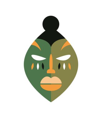 Yeşil renk vektöründen oluşan Nijerya maskesi izole edildi