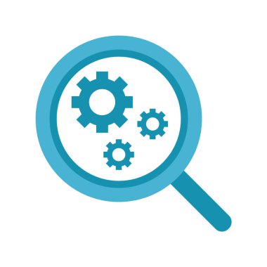 Çarklı tekerlek vektörü izole edilmiş camı büyüt