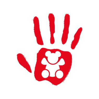 Ayıcık vektörü izole edilmiş kırmızı ellerin kırmızı el çizimi