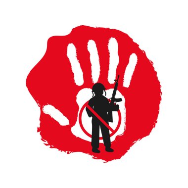 Kırmızı el çizimi, kırmızı el ve yasaklı çocuk işaret vektörü izole edildi.