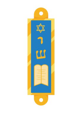 Yahudi mezuzah mavi vektörü izole edildi