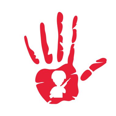 kırmızı el baskısı illüstrasyon izole