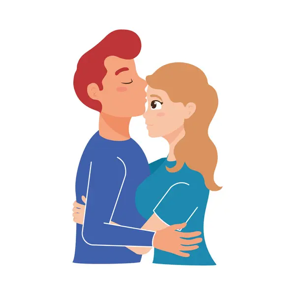 World Kiss Day Couple Isolated — Stock Vector