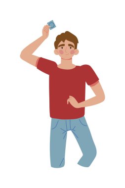 Güvenli seks için prezervatifli adam izole edilmiş.