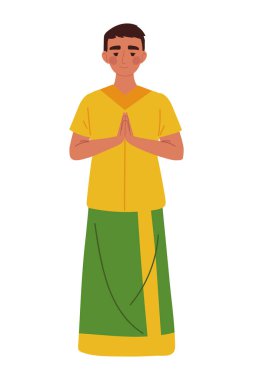 Namaste jesti olan adam izole edilmiş eller.