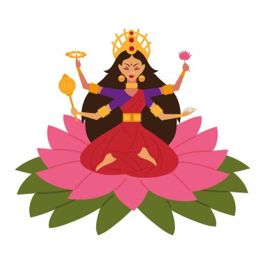 Tanrıça Durga meditasyonda izole edilmiş.