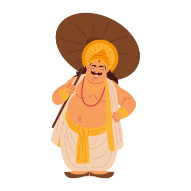 Yalnız şemsiyesi olan mahabali kralı karakteri