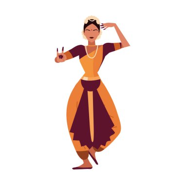 Hindu kadın dans bharatanatyam izole
