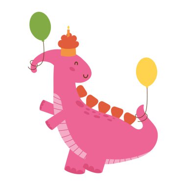 Doğum günü dinozor karakteri şirin soyutlanmış