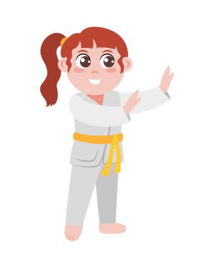 Karate antrenmanı yapan küçük bir kız.