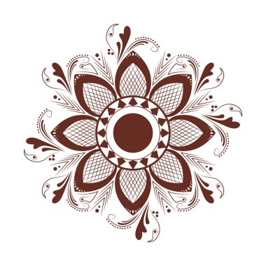 Çiçek dövmesi mehndi ruhani sembolü izole