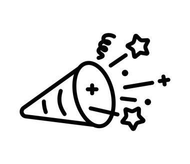 Doğum günü kornası konfetisi izole edildi