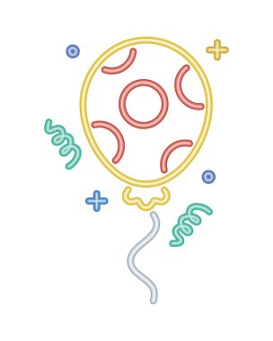 Parlak doğum günü balonları neon partisi izole edildi