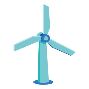 Mavi rüzgar türbini yenilenebilir ve sürdürülebilir enerji simgesi