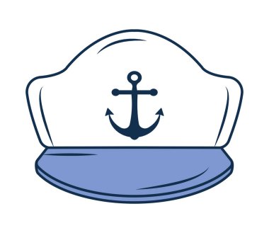 çapa denizcilik simgesine sahip denizci şapkası izole edildi