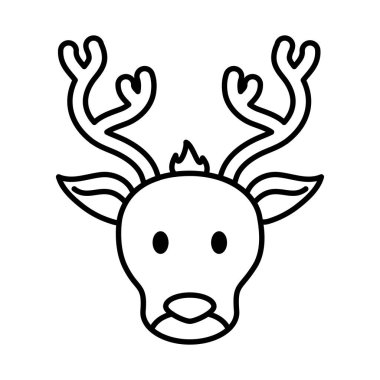 Geyik başlı hayvan simgesi doğrusal izole