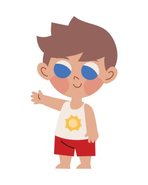 Yazlık giysiler giyen çocuk.