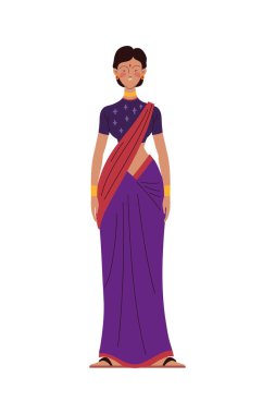 Hindu kadın karakteri karikatürü izole edildi
