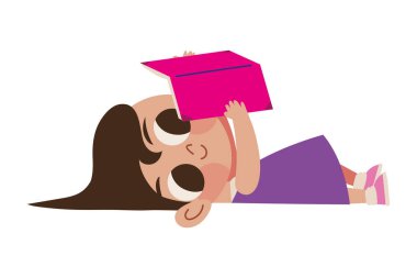 sevimli küçük kız izole kitap okuma