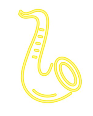 Neon müzik aleti saksafon izole edildi.