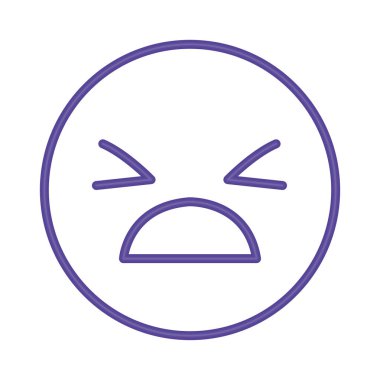 Neon emoji mutsuz, parlak izole.