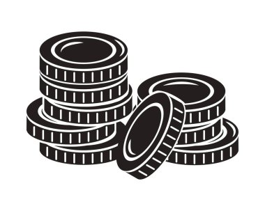 Para yığını. Siluet izole edildi.