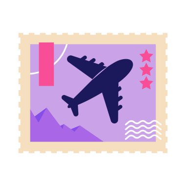 uçak posta pulu simgesi izole edildi
