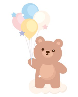 Yavru ayı balonlarla izole edilmiş.