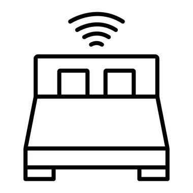 yataklı akıllı ev izole edilmiş çizgi simgesi