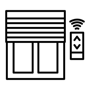 perdeler akıllı ev izole çizgi simgesi