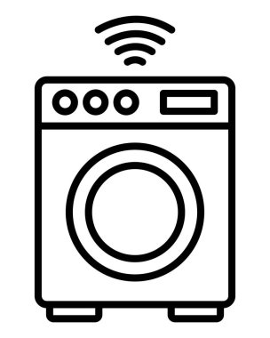 çamaşır makinesi akıllı ev izole satır simgesi