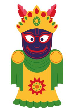 lord balbhadra mask rath yatra hindu isolated clipart