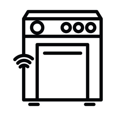 akıllı ev fırını izole satır simgesi