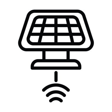 Güneş paneli akıllı ev izole çizgi simgesi