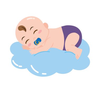 Bebek bulut tasarımı üzerinde uyuyor
