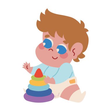 bebek piramit oyuncağıyla oynuyor izole edilmiş